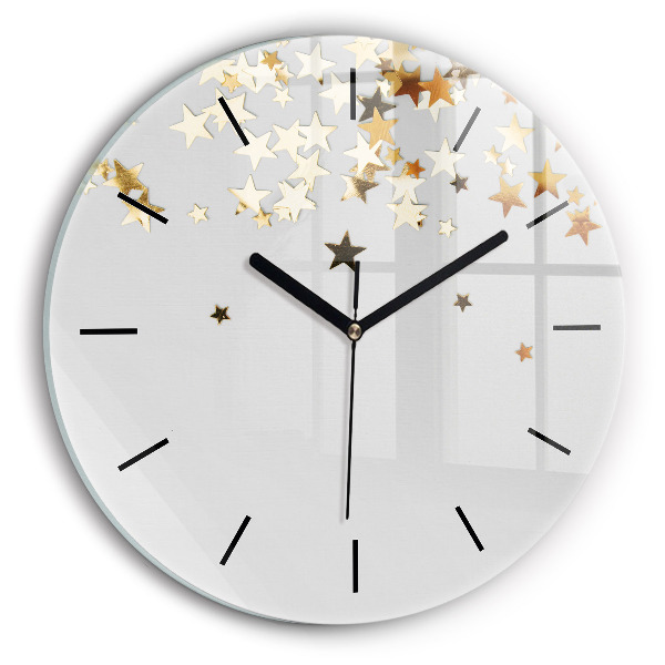 Round glass wall clock Gold stars