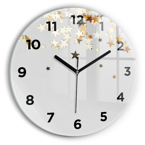 Round glass wall clock Gold stars