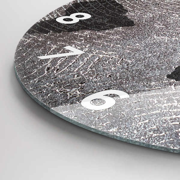 Round glass wall clock World map concrete