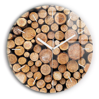 Round glass wall clock Tree rings