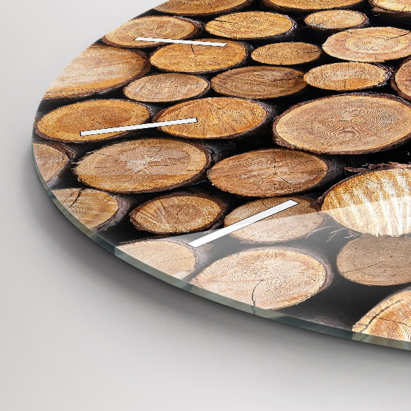 Round glass wall clock Tree rings