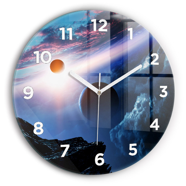 Round glass wall clock Great Galaxy