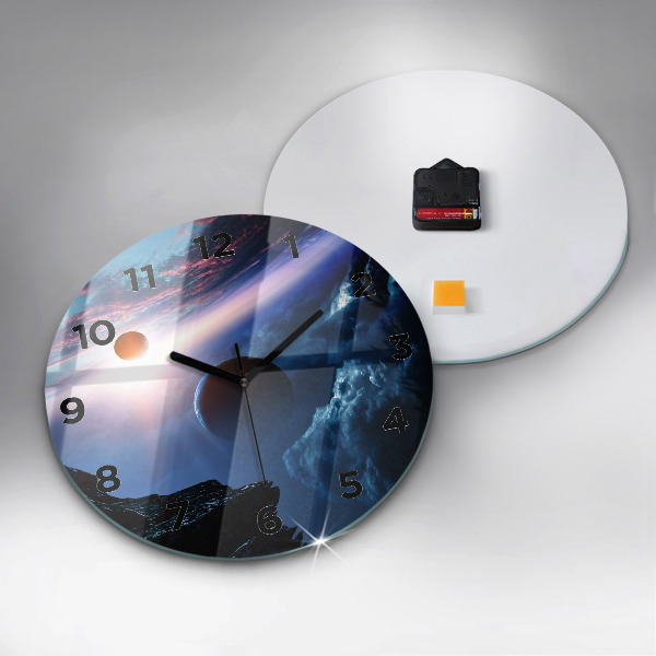 Round glass wall clock Great Galaxy