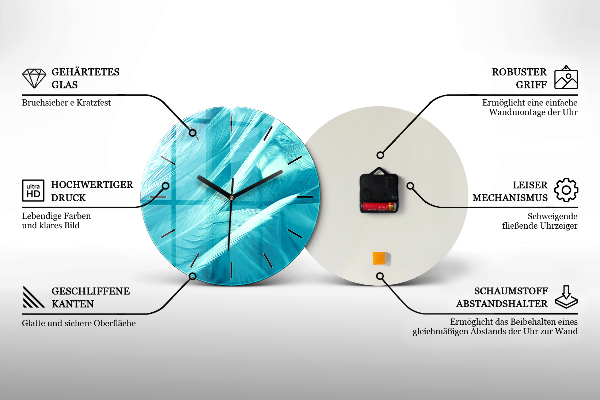 Round glass wall clock Lake landscape