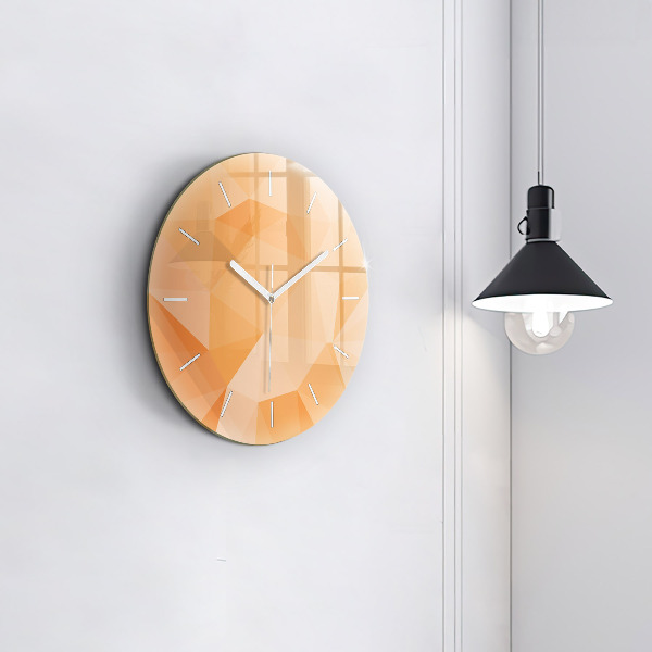 Round glass wall clock Abstraction triangles