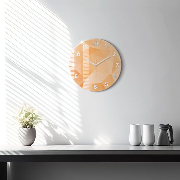 Round glass wall clock Abstraction triangles