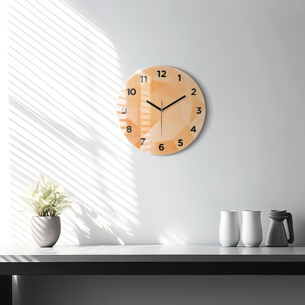 Round glass wall clock Abstraction triangles