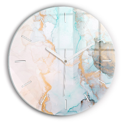 Round glass wall clock Abstract painting