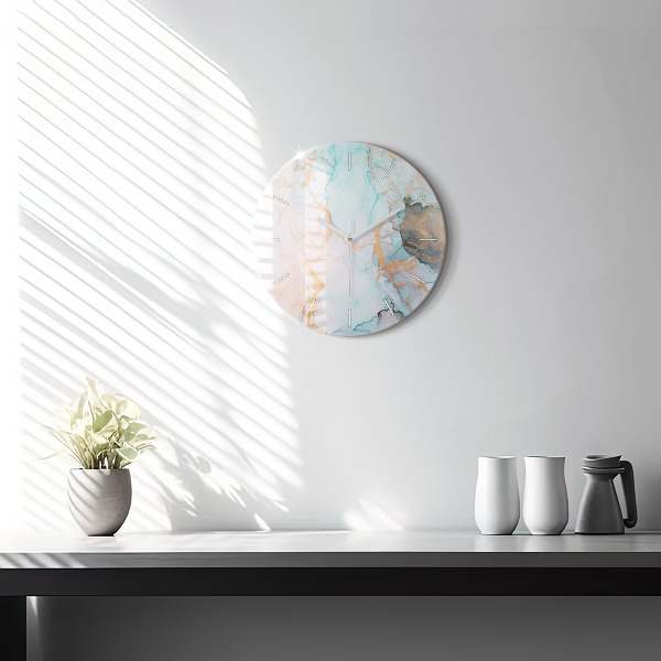 Round glass wall clock Abstract painting