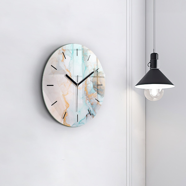 Round glass wall clock Abstract painting