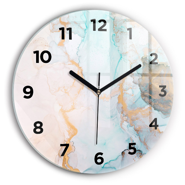 Round glass wall clock Abstract painting