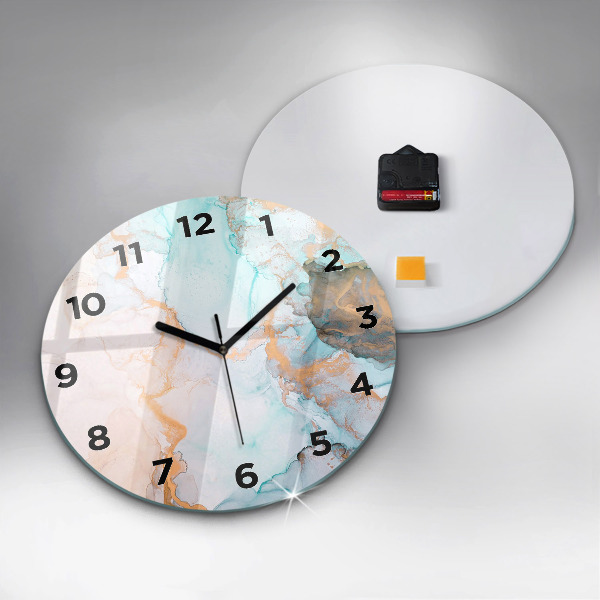 Round glass wall clock Abstract painting