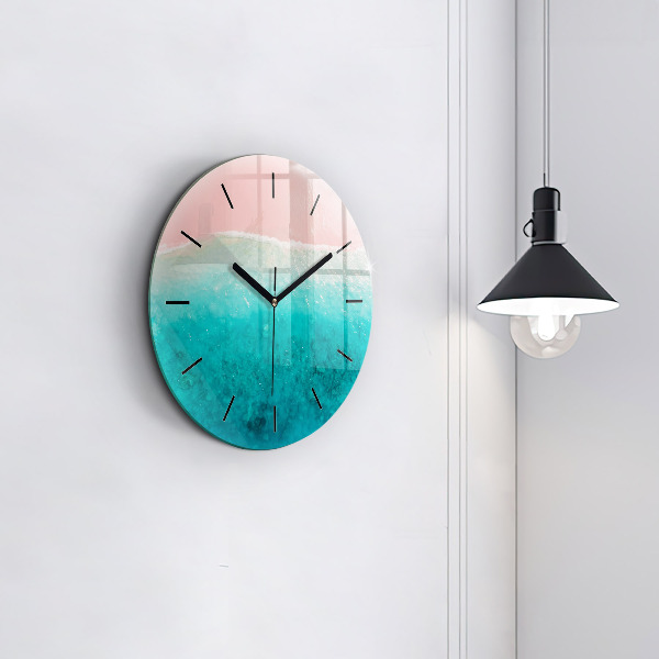 Round glass wall clock Beach sea sand