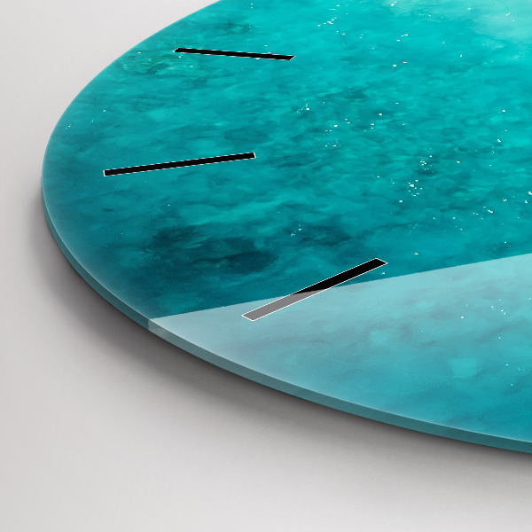 Round glass wall clock Beach sea sand
