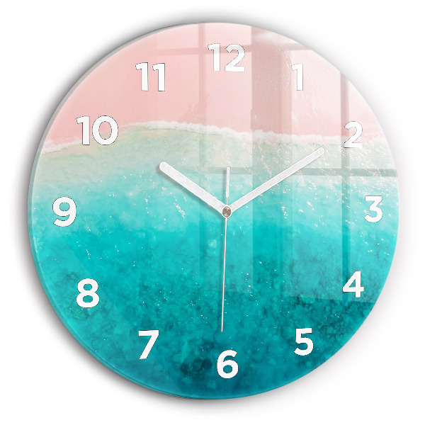 Round glass wall clock Beach sea sand