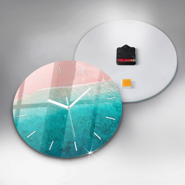 Round glass wall clock Beach sea sand