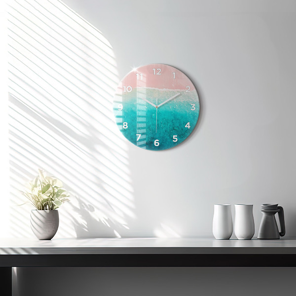 Round glass wall clock Beach sea sand