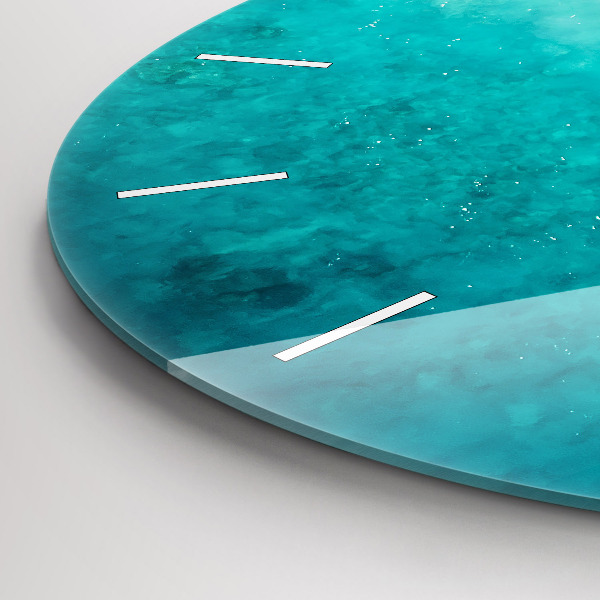 Round glass wall clock Beach sea sand