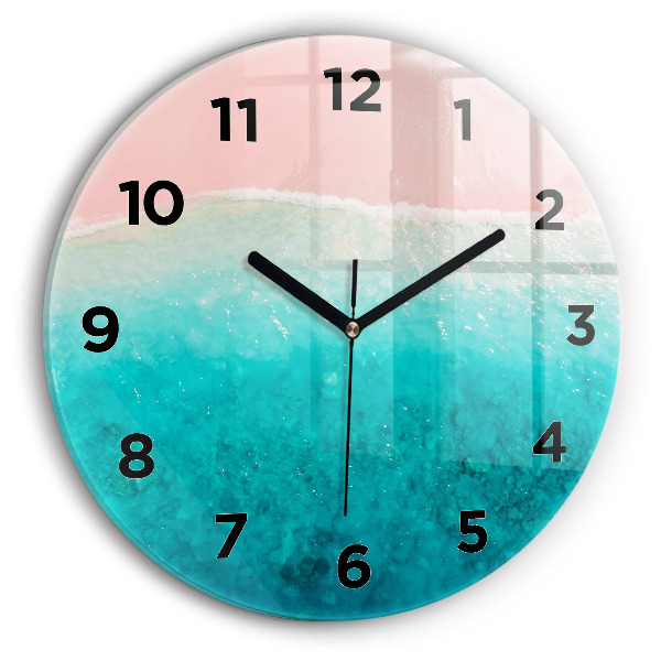 Round glass wall clock Beach sea sand