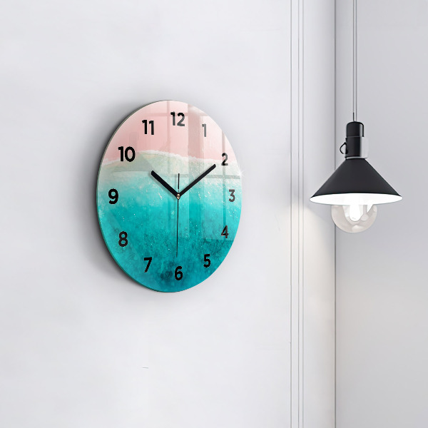 Round glass wall clock Beach sea sand
