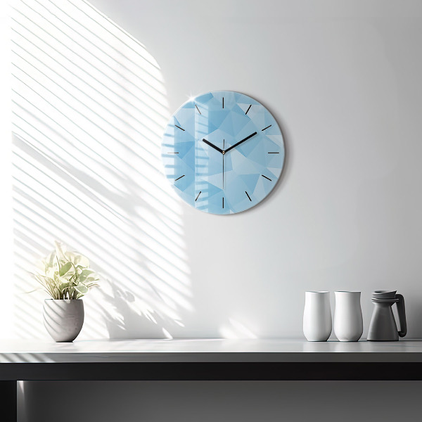 Round glass wall clock Triangles abstract