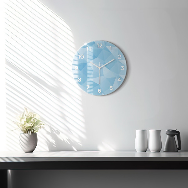 Round glass wall clock Triangles abstract