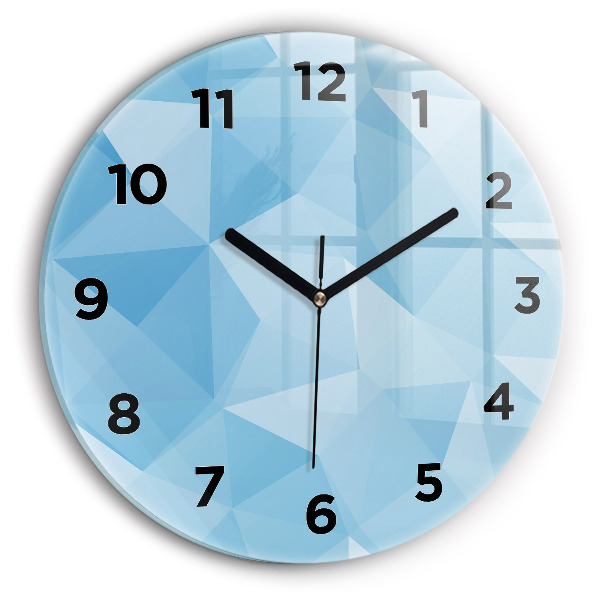 Round glass wall clock Triangles abstract