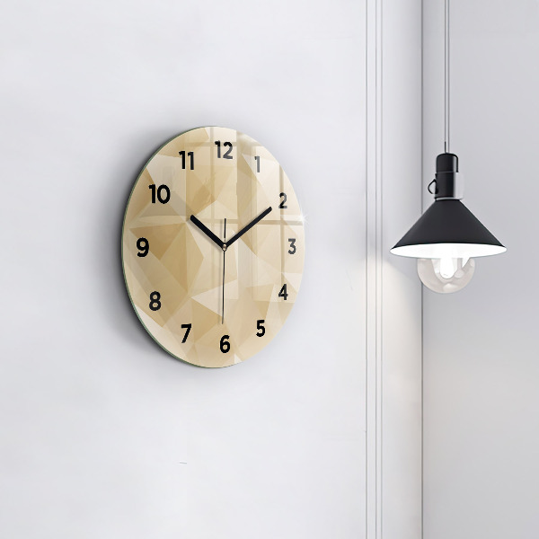 Round glass wall clock Triangles abstract