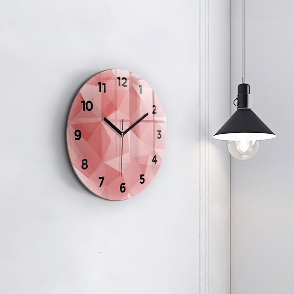 Round glass wall clock Triangles abstract