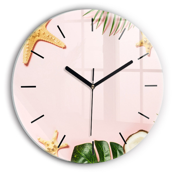 Round glass wall clock Summer mood