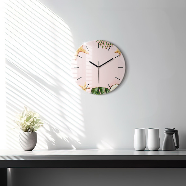 Round glass wall clock Summer mood