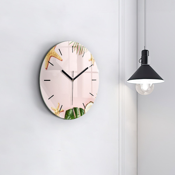 Round glass wall clock Summer mood