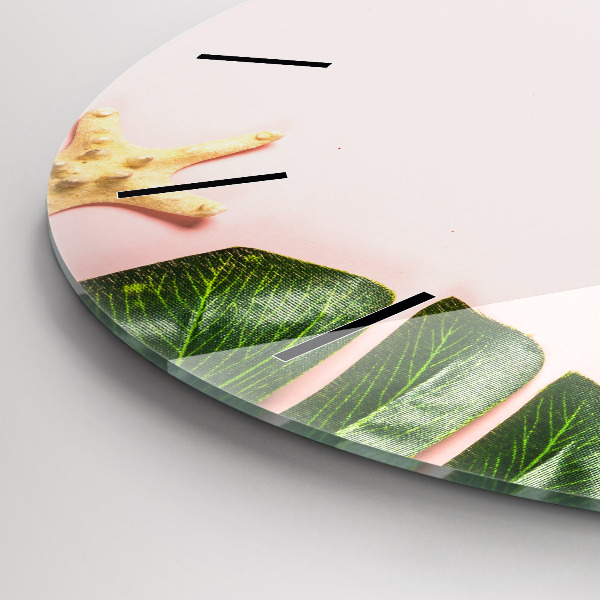 Round glass wall clock Summer mood