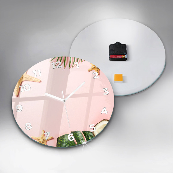 Round glass wall clock Summer mood