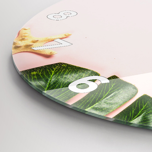 Round glass wall clock Summer mood