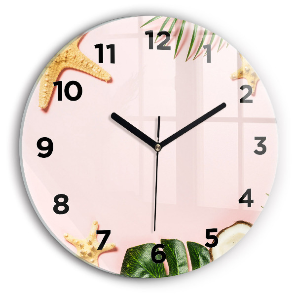 Round glass wall clock Summer mood
