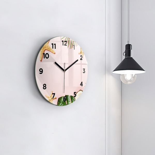 Round glass wall clock Summer mood