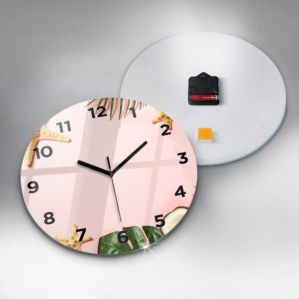 Round glass wall clock Summer mood