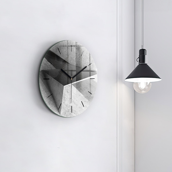 Round glass wall clock Abstraction triangles