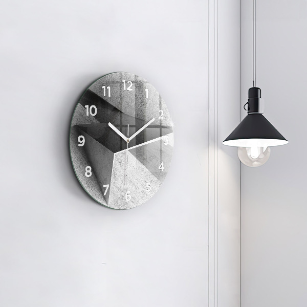 Round glass wall clock Abstraction triangles
