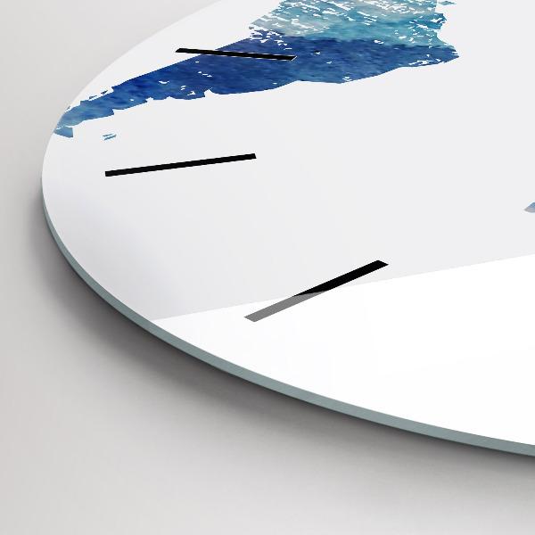 Round glass wall clock World map