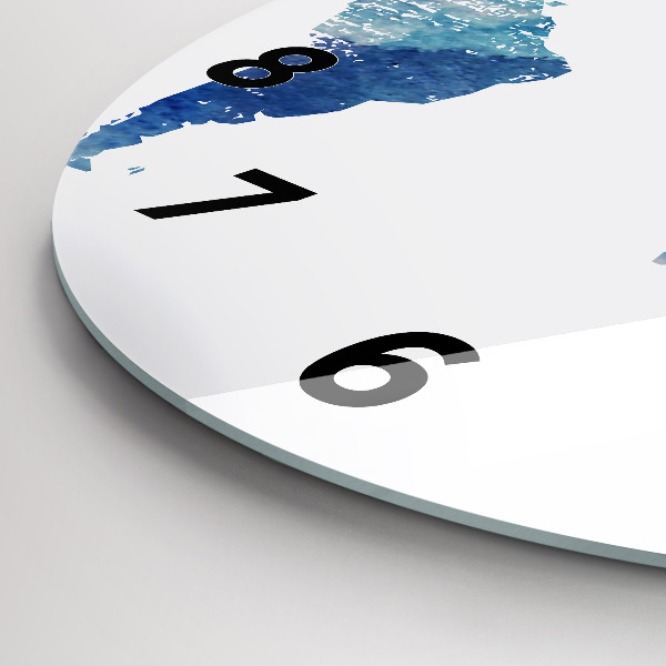 Round glass wall clock World map