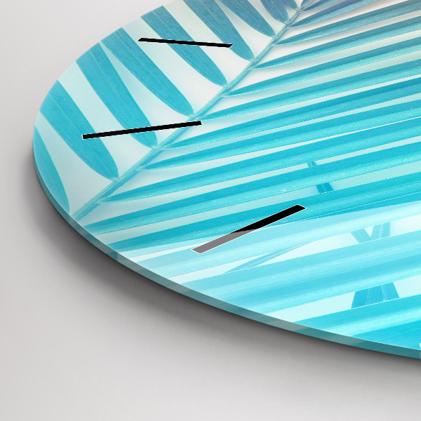 Round glass wall clock Tropical palm tree