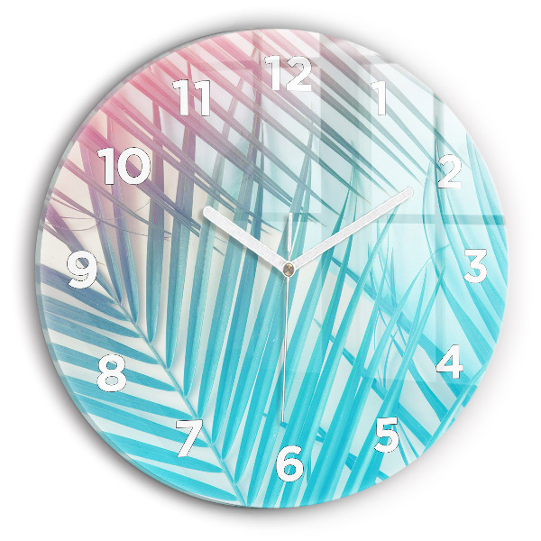 Round glass wall clock Tropical palm tree