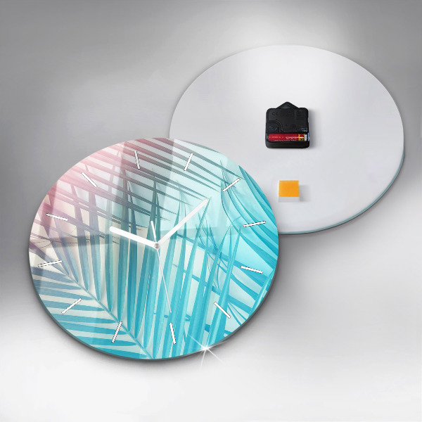 Round glass wall clock Tropical palm tree