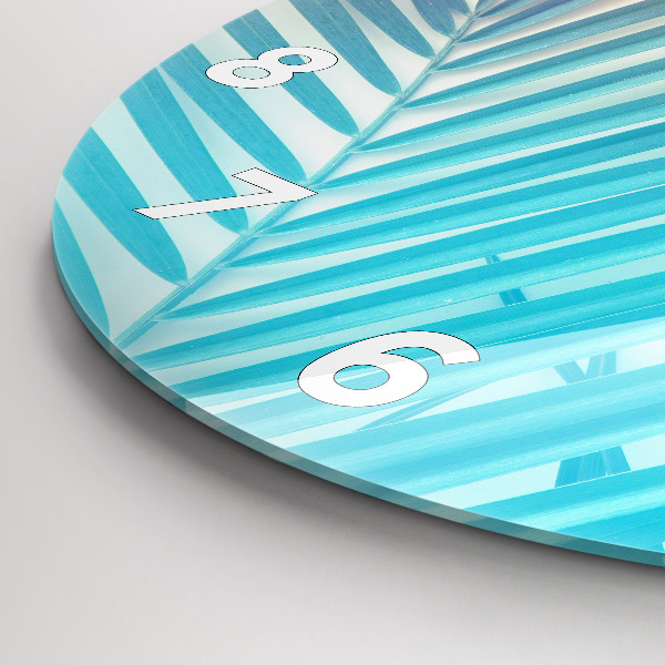 Round glass wall clock Tropical palm tree