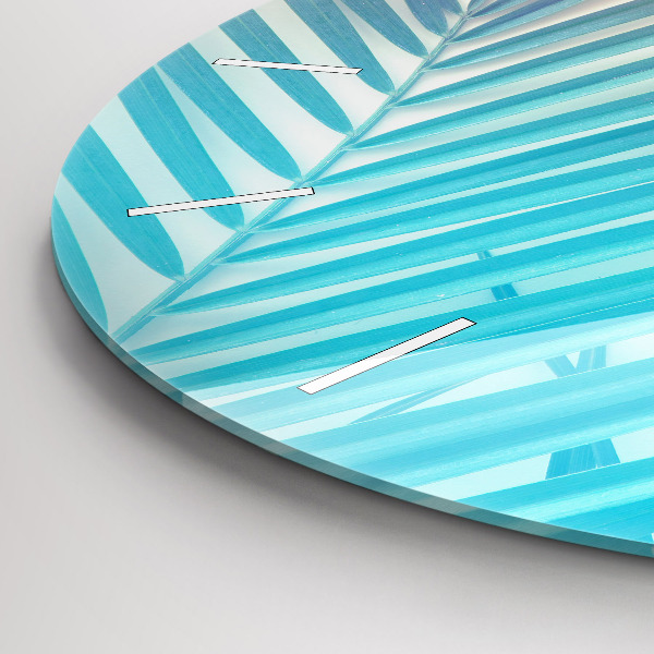 Round glass wall clock Tropical palm tree