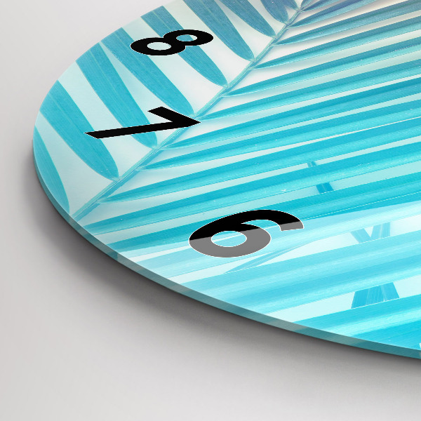 Round glass wall clock Tropical palm tree