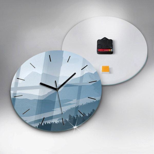 Round glass wall clock Mountain Landscape