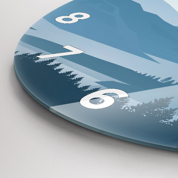 Round glass wall clock Mountain Landscape